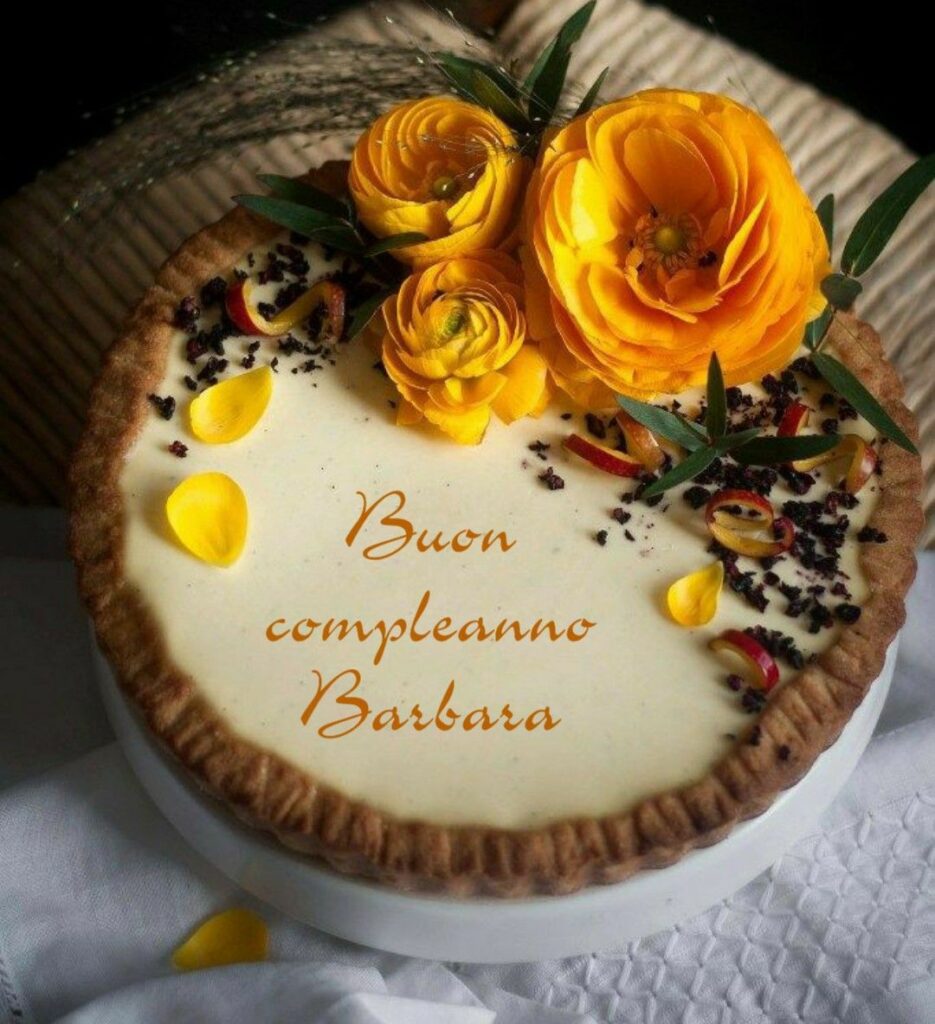 immagini cartoline buon compleanno happy birthday auguri Barbara torta fiori