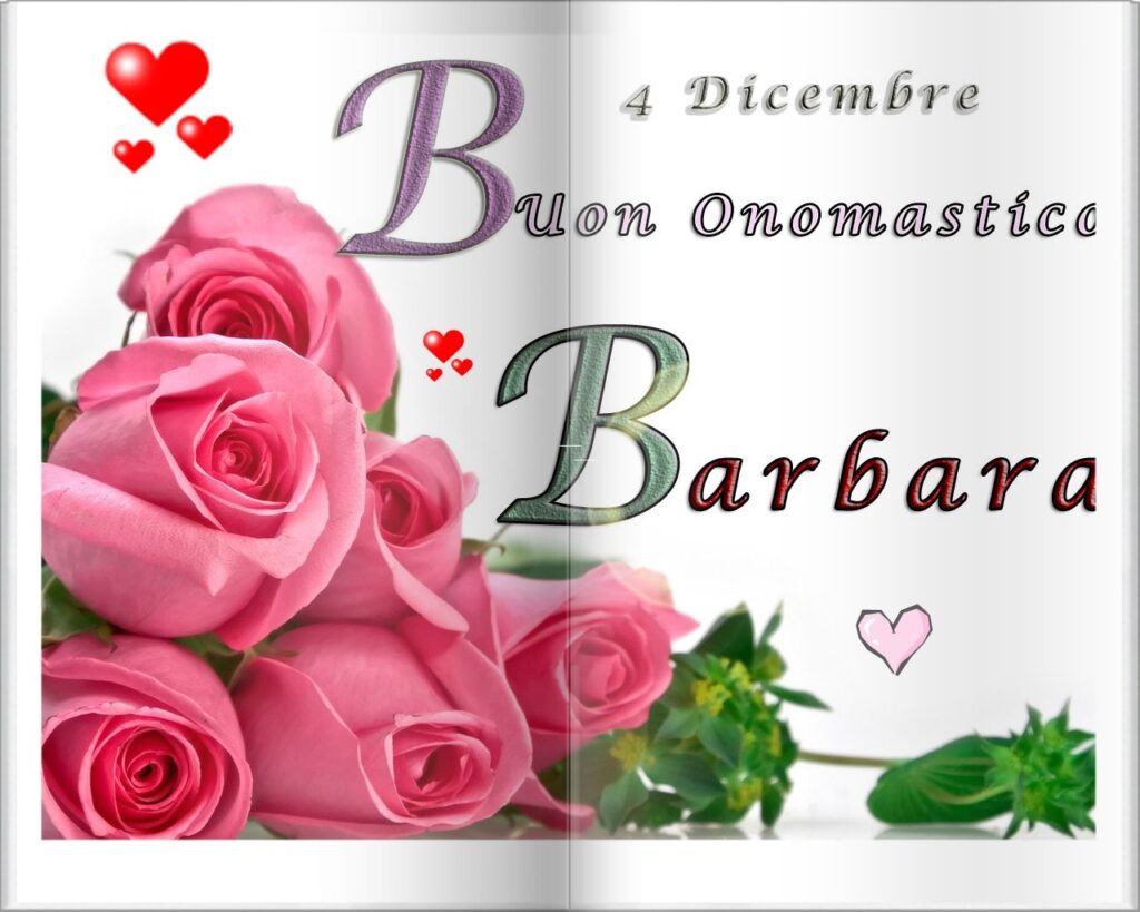 immagini cartoline buon onomastico Barbara rose rosse