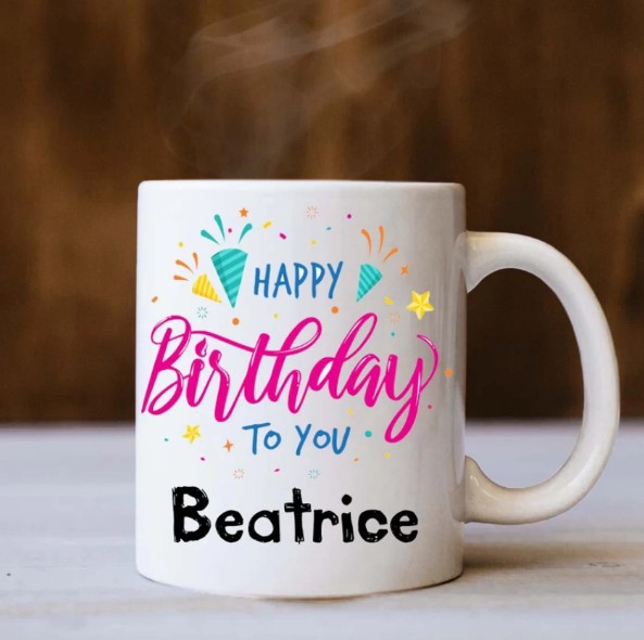 immagini cartoline buon compleanno happy birthday beatrice tazza personalizzata