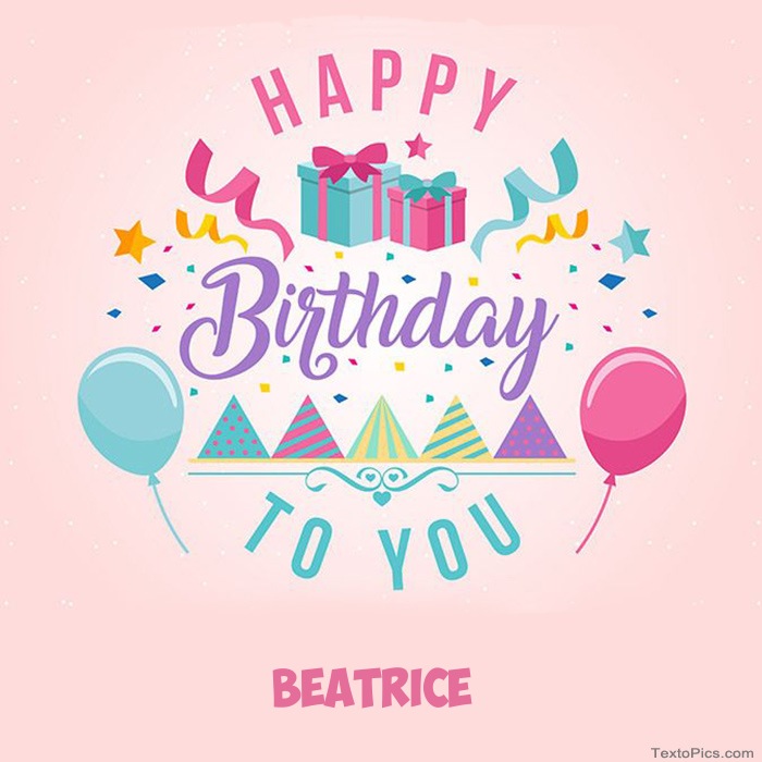 immagini cartoline buon compleanno happy birthday beatrice festa regali palloncini