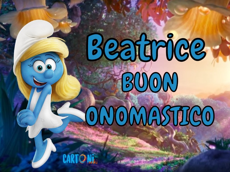 immagini cartoline buon onomastico Beatrice puffetta