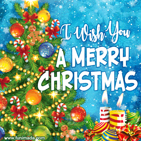 gif merry christmas albero e palline