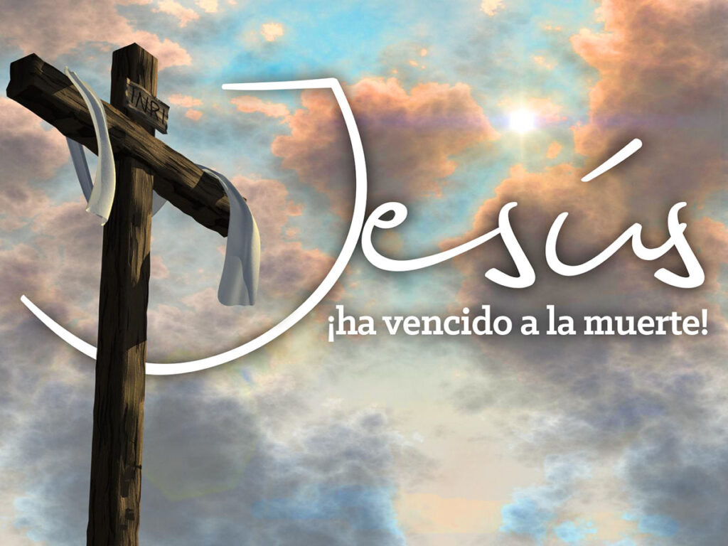 tarjeta feliz pascua Jesus ha vencida a la muerte