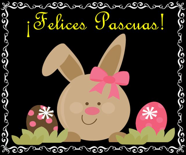 conejo y huevos felices pascuas