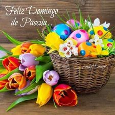 feliz domingo de pascua huevos y flores