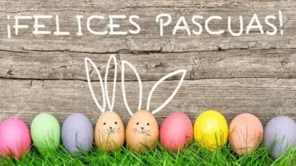 felices pascuas huevos y conejos