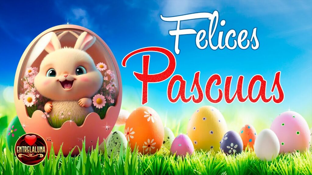 felices pascuas conejo y huevos